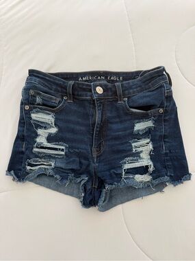 American Eagle Outfitters Dark Wash Distressed Denim Shorts